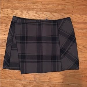 Army green and black plaid mini skirt